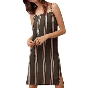 Aritzia Le Fou Wilfred Sylvie Sage Pinstripe Side Slit Slip Dress Size 0
